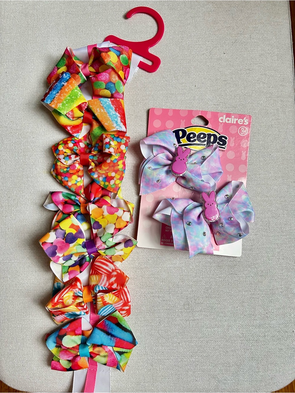 Girls CANDY Hair Bows with hanging organizer